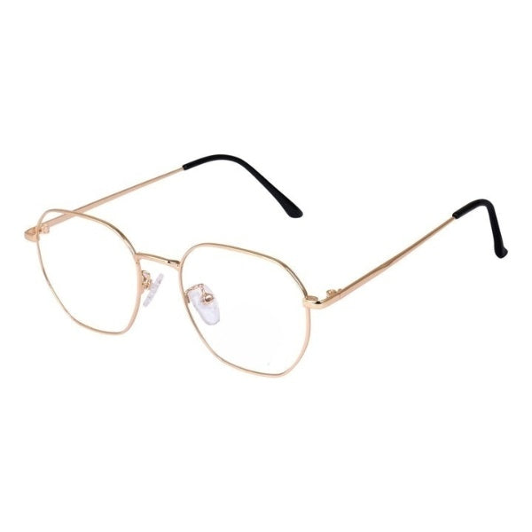 Lensexpert Gold Hexagon Reading Blue Cut Metal Eyeglasses - Lensexpert