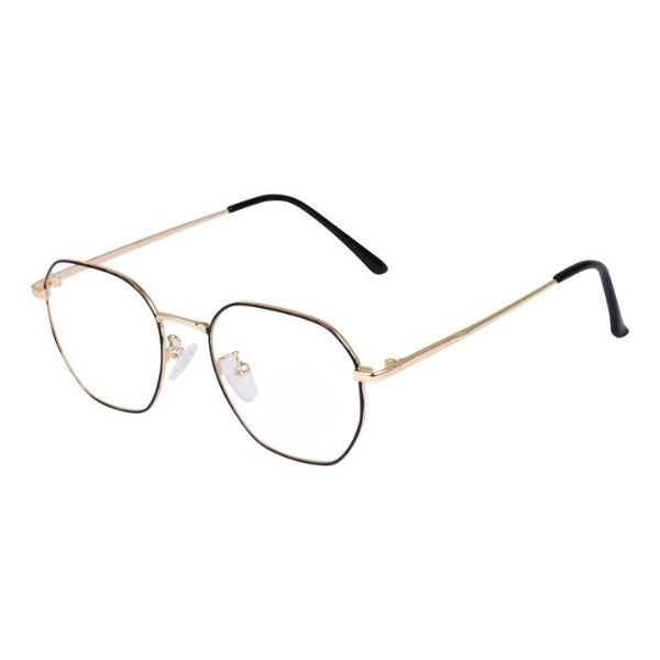 Lensexpert Gold & Black Hexagon Reading Blue Cut Metal Eyeglasses - Lensexpert