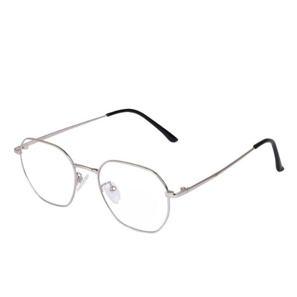 Lensexpert Silver Hexagon Reading Blue Cut Metal Eyeglasses - Lensexpert