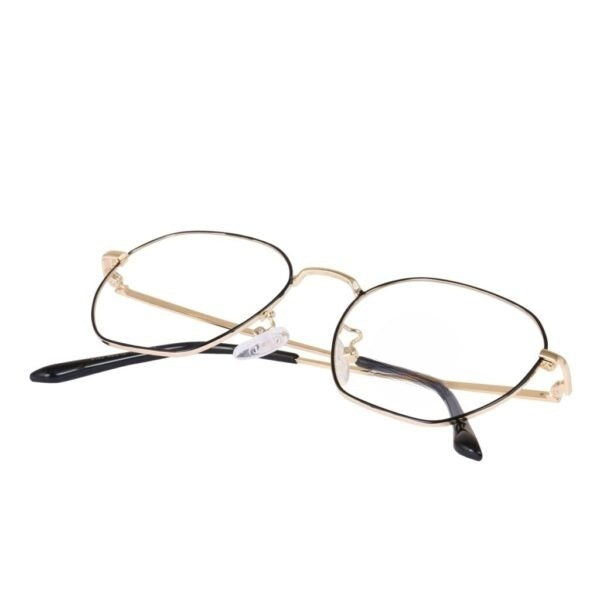 Lensexpert Gold & Black Hexagon Reading Blue Cut Metal Eyeglasses - Lensexpert