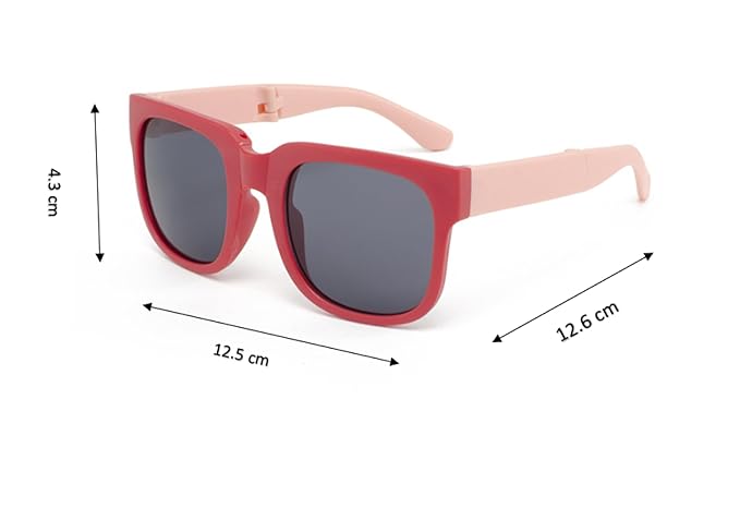 Kids Modern Square Foldable Sunglasses for Boys and Girls with Protective Case