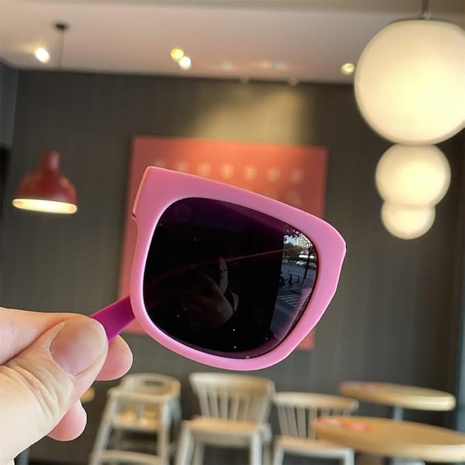 Kids Modern Square Foldable Sunglasses for Boys and Girls with Protective Case