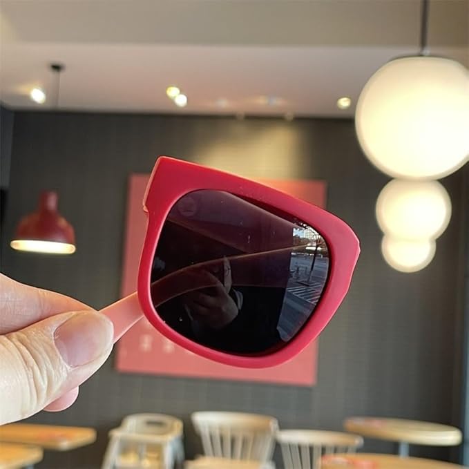 Kids Modern Square Foldable Sunglasses for Boys and Girls with Protective Case