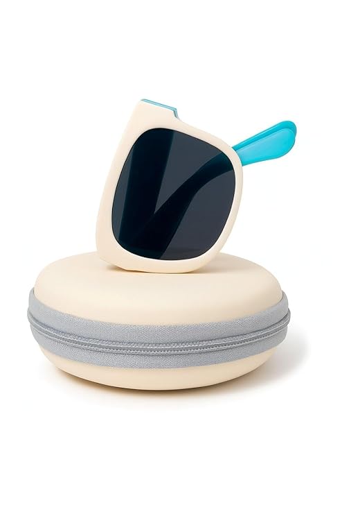 Kids Modern Square Foldable Sunglasses for Boys and Girls with Protective Case