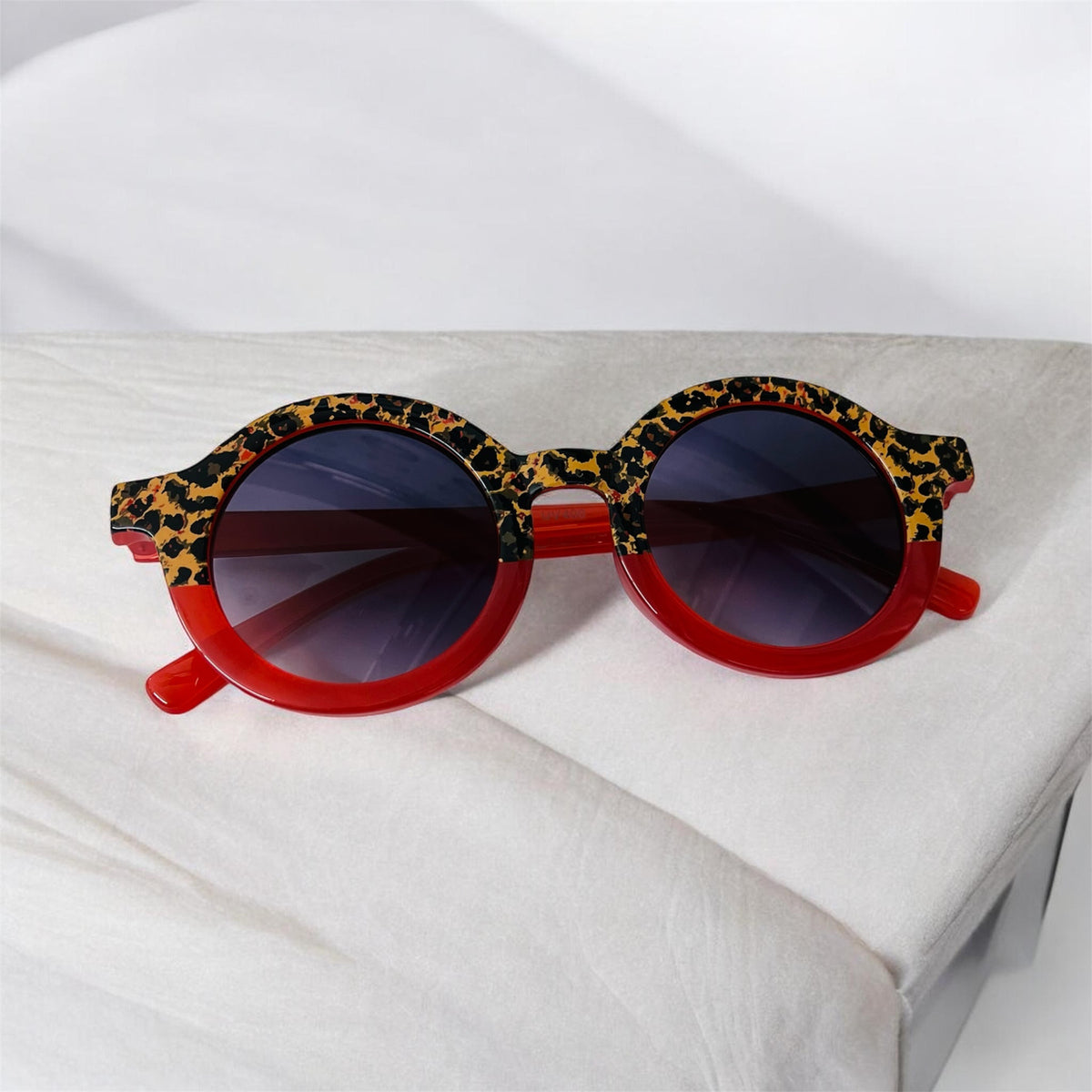 Sunglasses for Girls - Round Shape Animal Print Mix Colors (With Car Case)