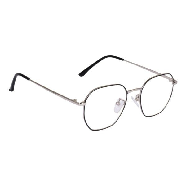 Lensexpert Silver & Black Hexagon Reading Blue Cut Metal Eyeglasses - Lensexpert