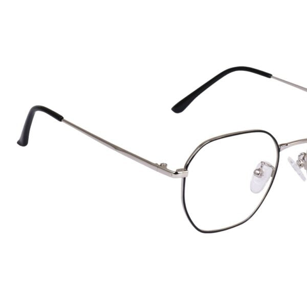 Lensexpert Silver & Black Hexagon Reading Blue Cut Metal Eyeglasses - Lensexpert