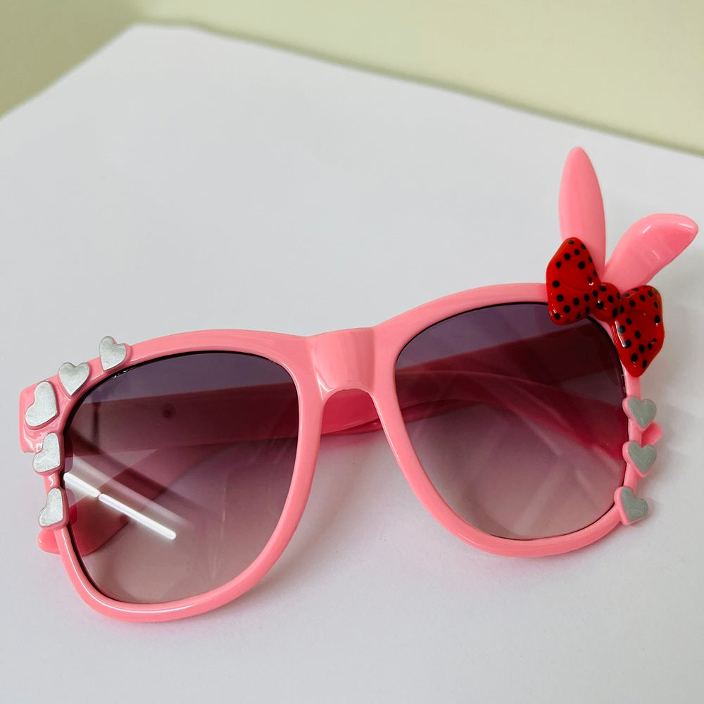 Sunglasses for Girls Mix Colors With One Side Heart And Other Side Bow/Rabbit Ears (With Car Case) (Copy)