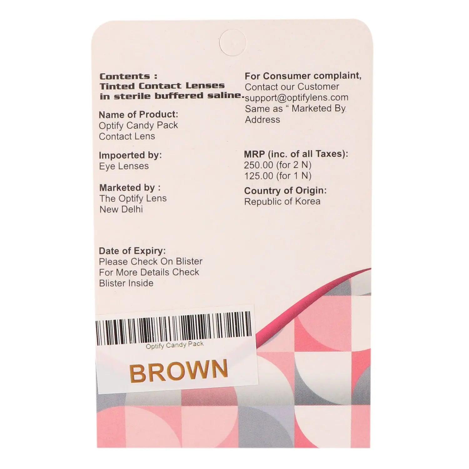 Optify Candy Pack Colored Contact Lenses (Zero Power,Brown) - Lensexpert