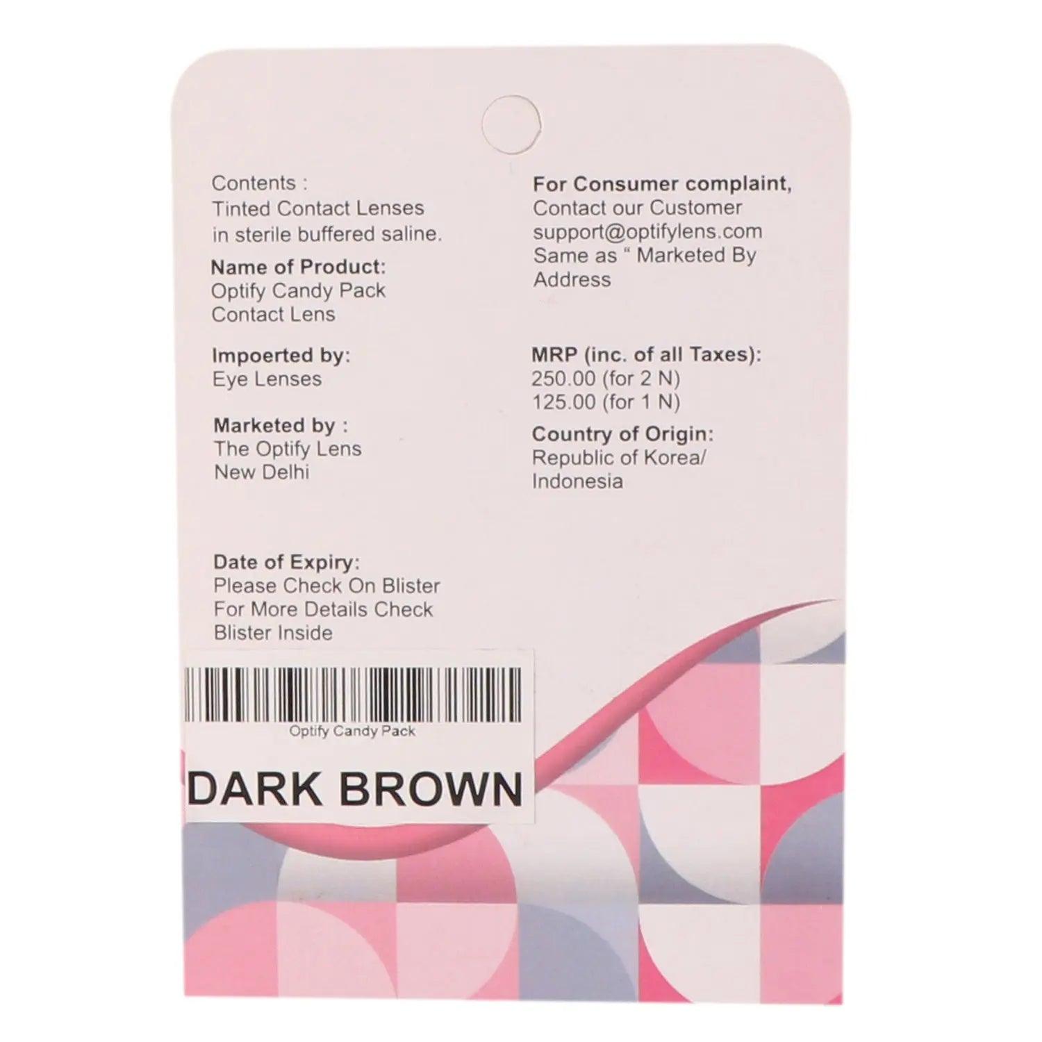 Optify Candy Pack Colored Contact Lenses (Zero Power,Dark Brown) - Lensexpert