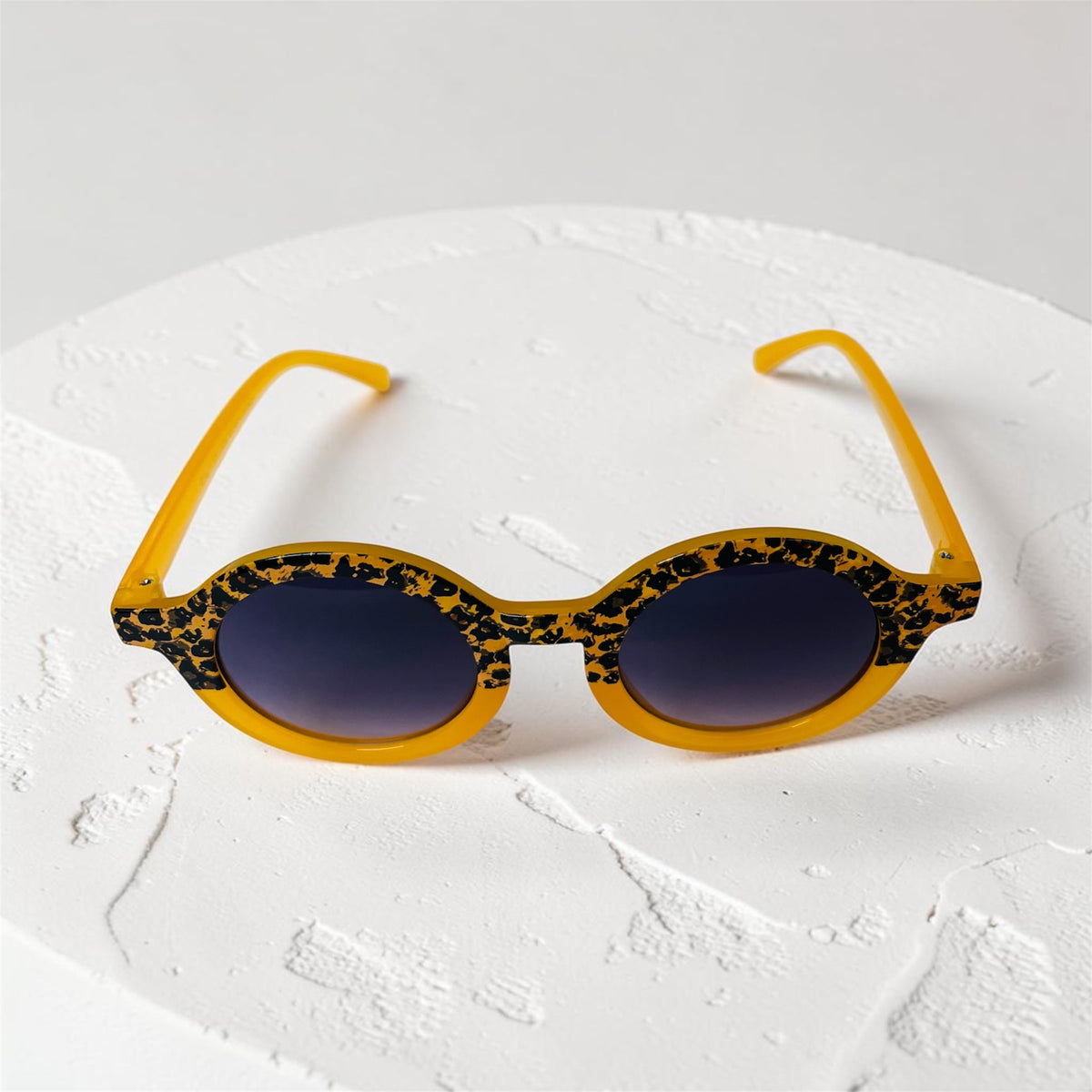 Sunglasses for Girls - Round Shape Animal Print Mix Colors (With Car Case)