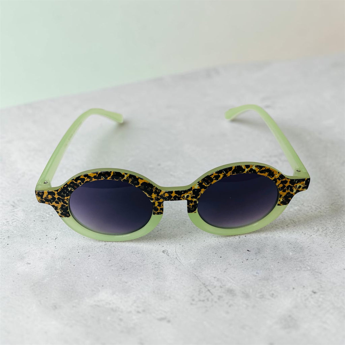 Sunglasses for Girls - Round Shape Animal Print Mix Colors (With Car Case)
