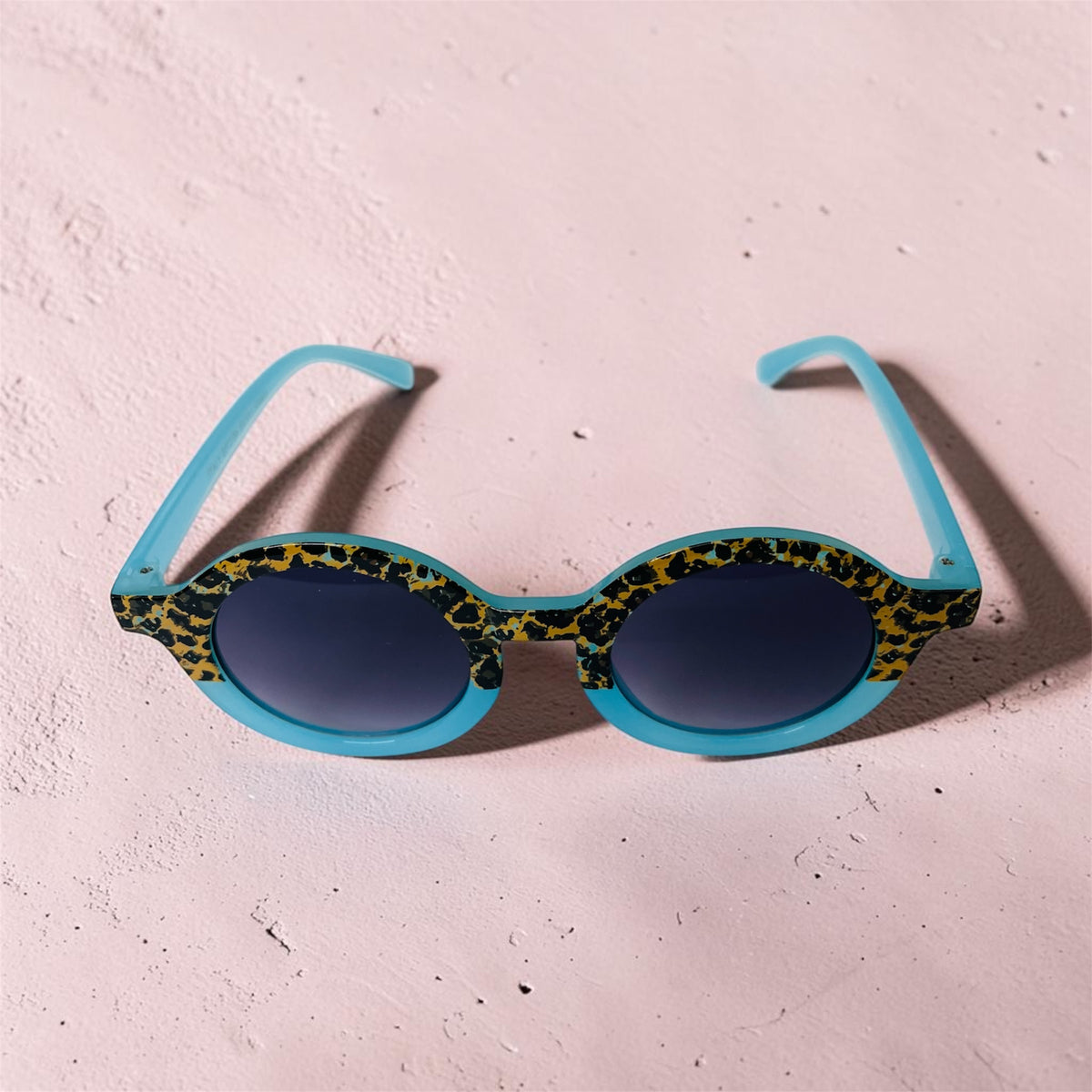Sunglasses for Girls - Round Shape Animal Print Mix Colors (With Car Case)