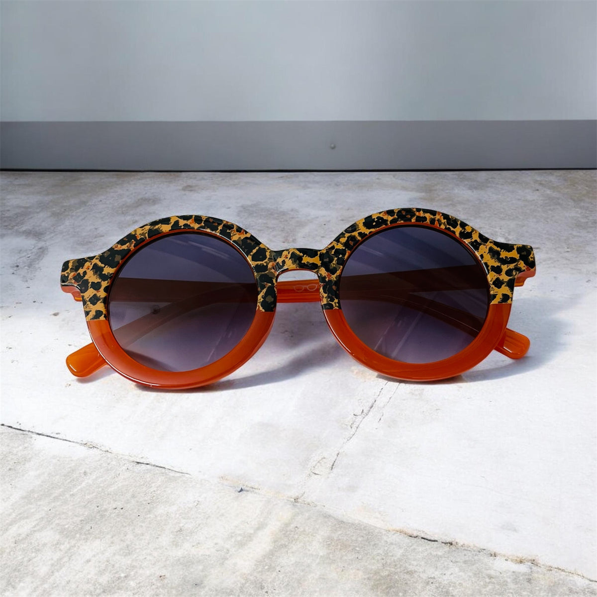 Sunglasses for Girls - Round Shape Animal Print Mix Colors (With Car Case)