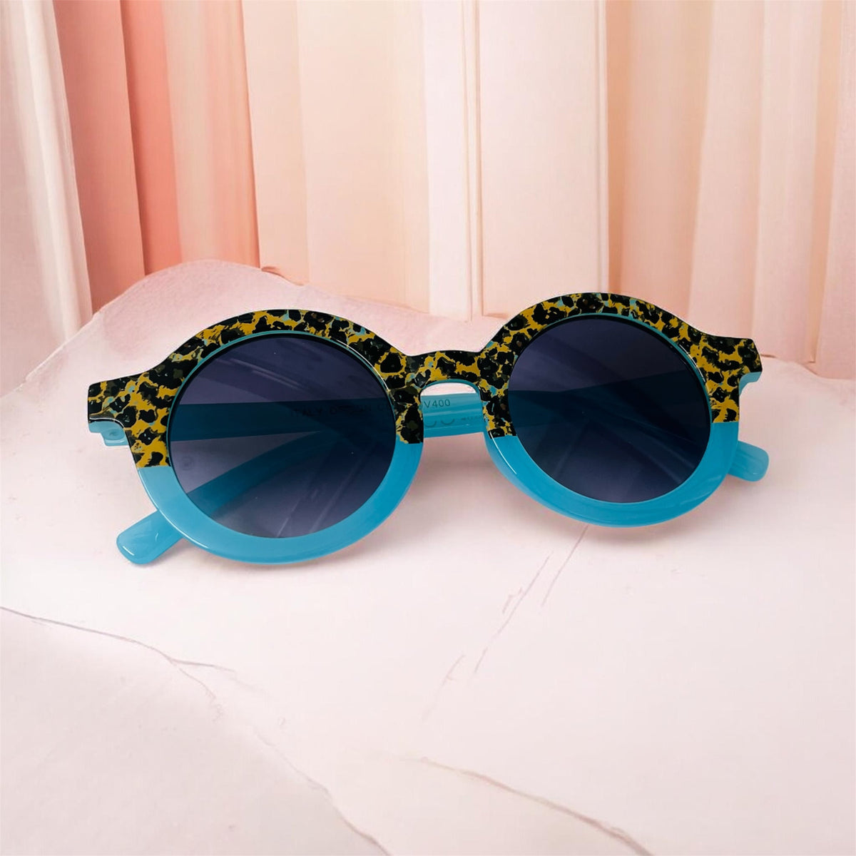 Sunglasses for Girls - Round Shape Animal Print Mix Colors (With Car Case)