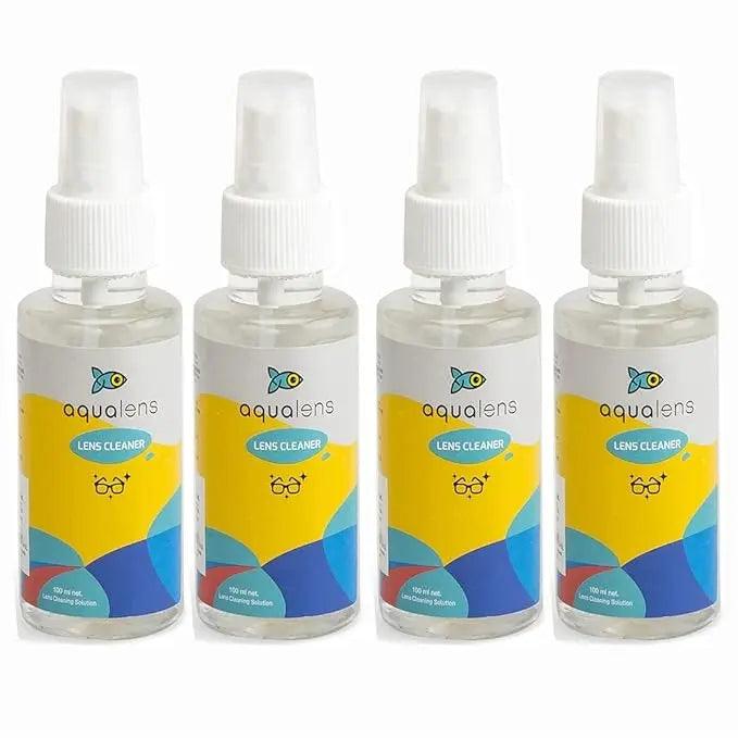 Aqualens Contact Lenses - Lens cleaner for Spectacles, Anti-glare, Sunglasses, Anti-reflective, Blu Lenses & Polarised Lenses - Value Pack of 4 (100ml each) - Lensexpert