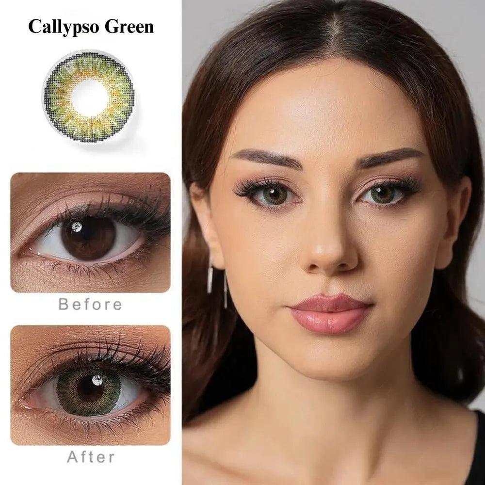 CELEBRATION COLORS | YEARLY COLOR CONTACT LENS (1 LENS PER BOTTLE) CALYPSO GREEN - Lensexpert