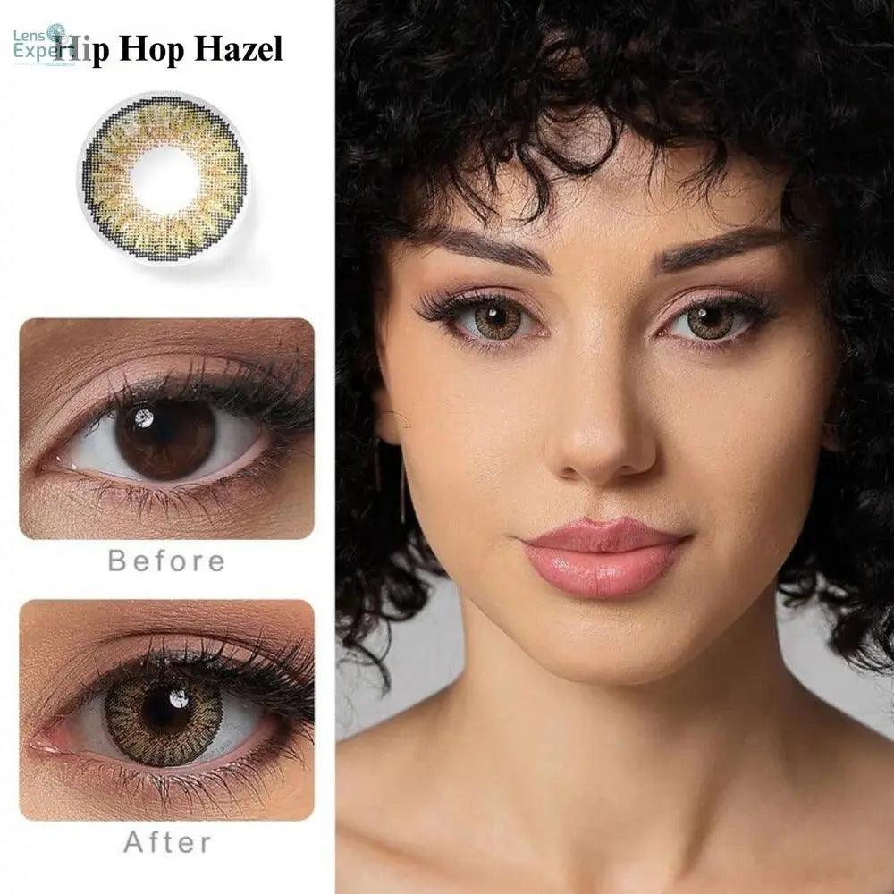 CELEBRATION COLORS | YEARLY COLOR CONTACT LENS (1 LENS PER BOTTLE) HIP HOP HAZEL - Lensexpert