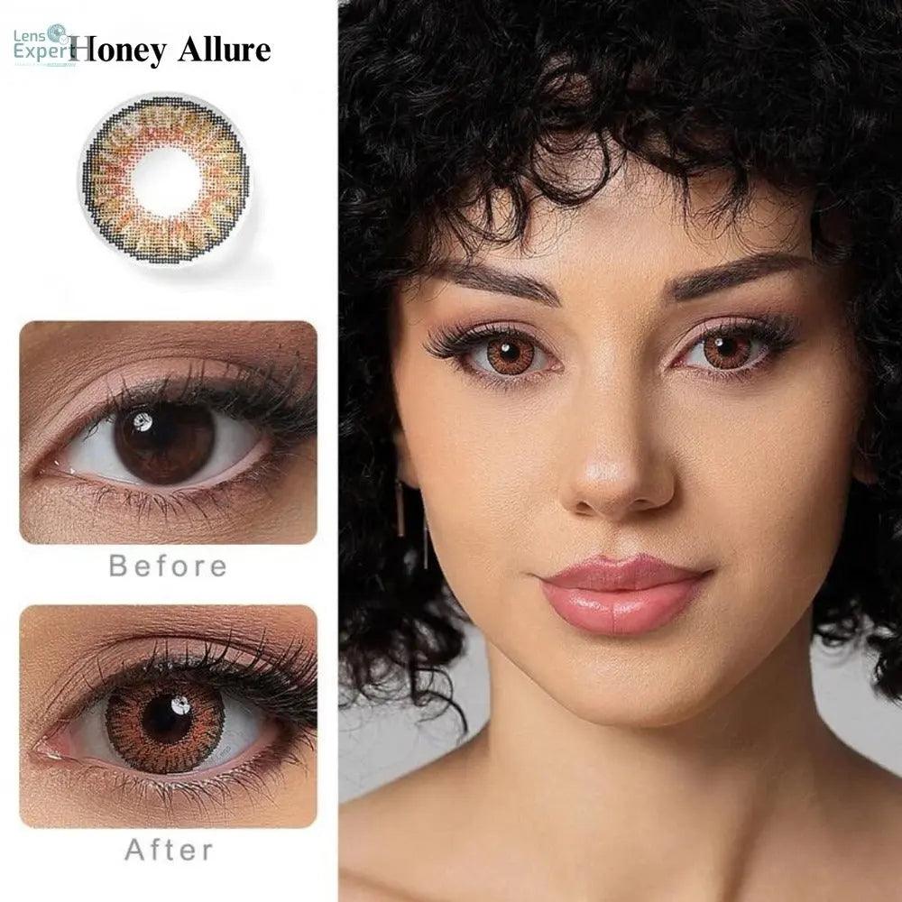 CELEBRATION COLORS | YEARLY COLOR CONTACT LENS (1 LENS PER BOTTLE) HONEY ALLURA - Lensexpert