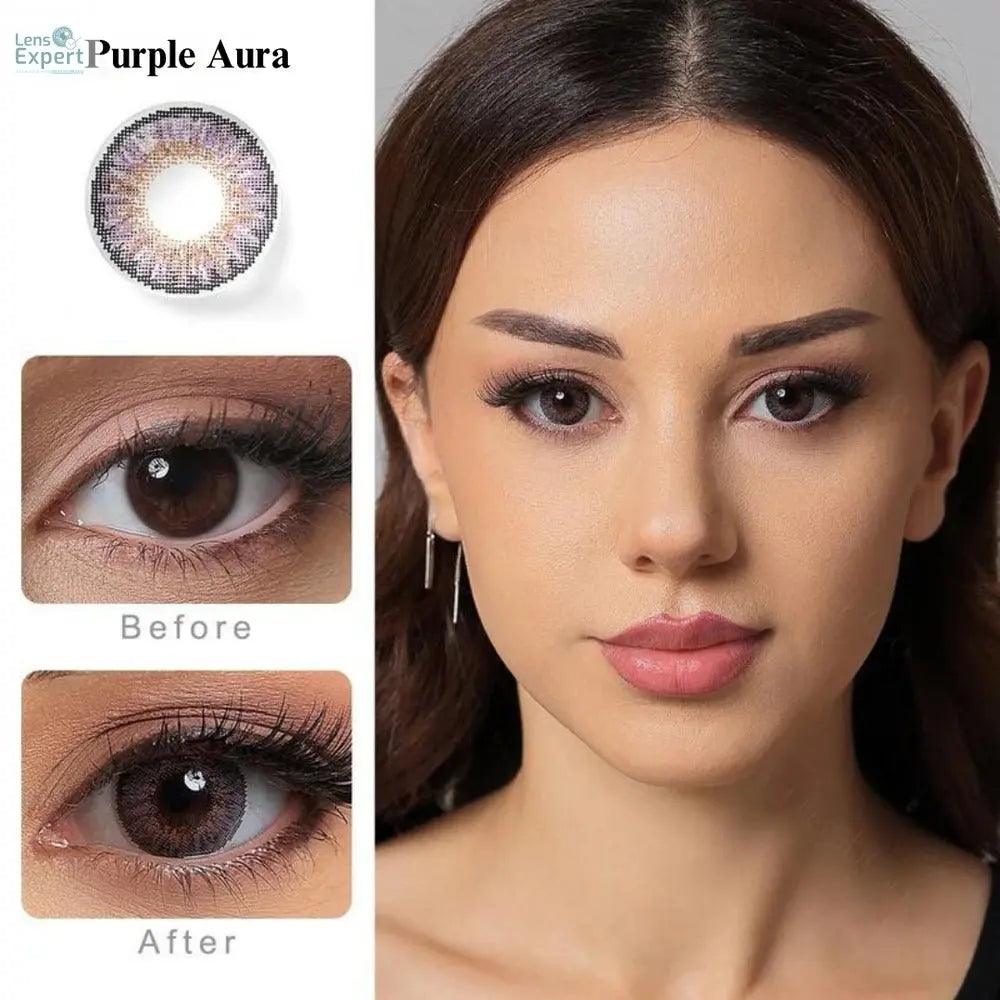 CELEBRATION COLORS | YEARLY COLOR CONTACT LENS (1 LENS PER BOTTLE) PURPLE AURA - Lensexpert