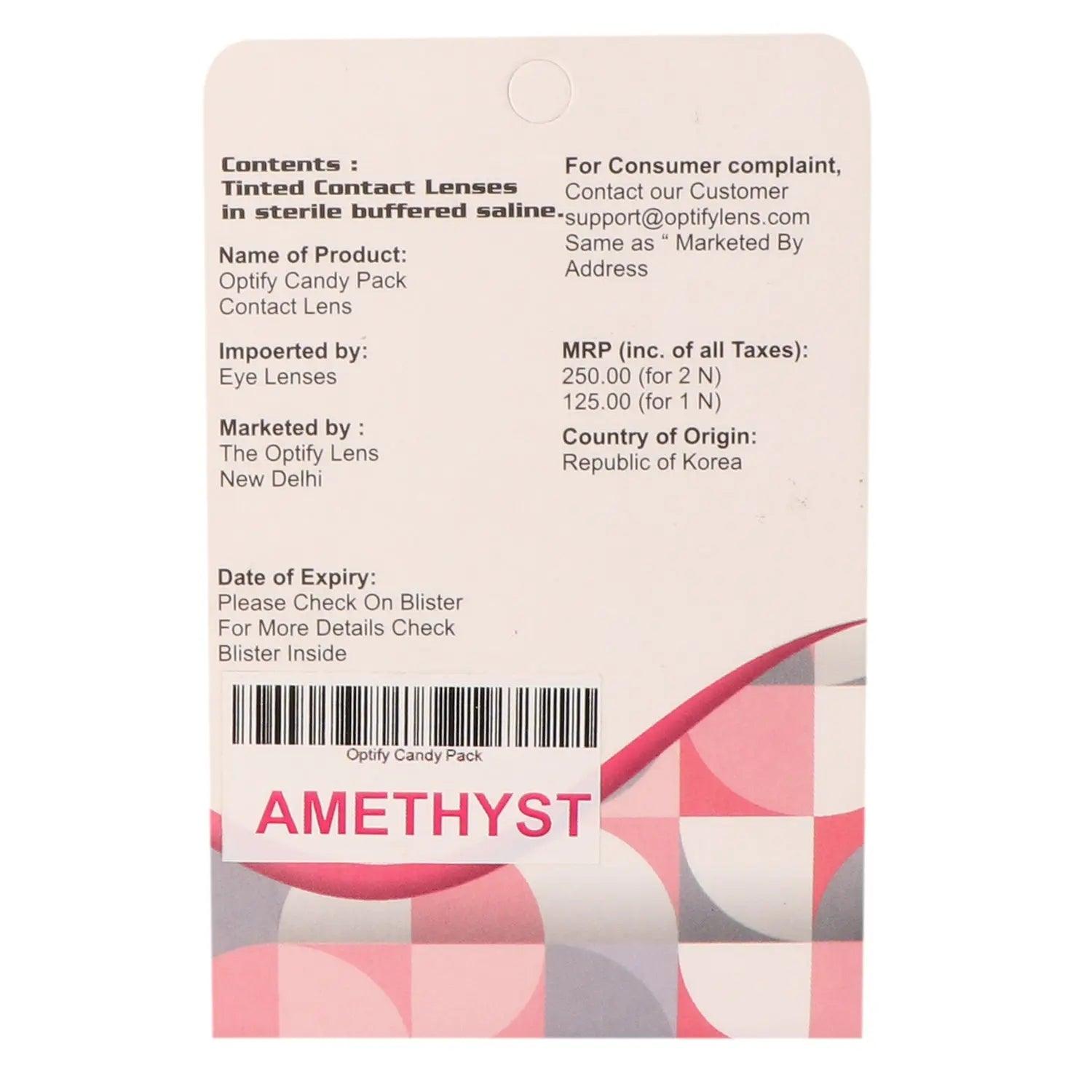 Optify Candy Pack Colored Contact Lenses (Zero Power,Amethyst) - Lensexpert