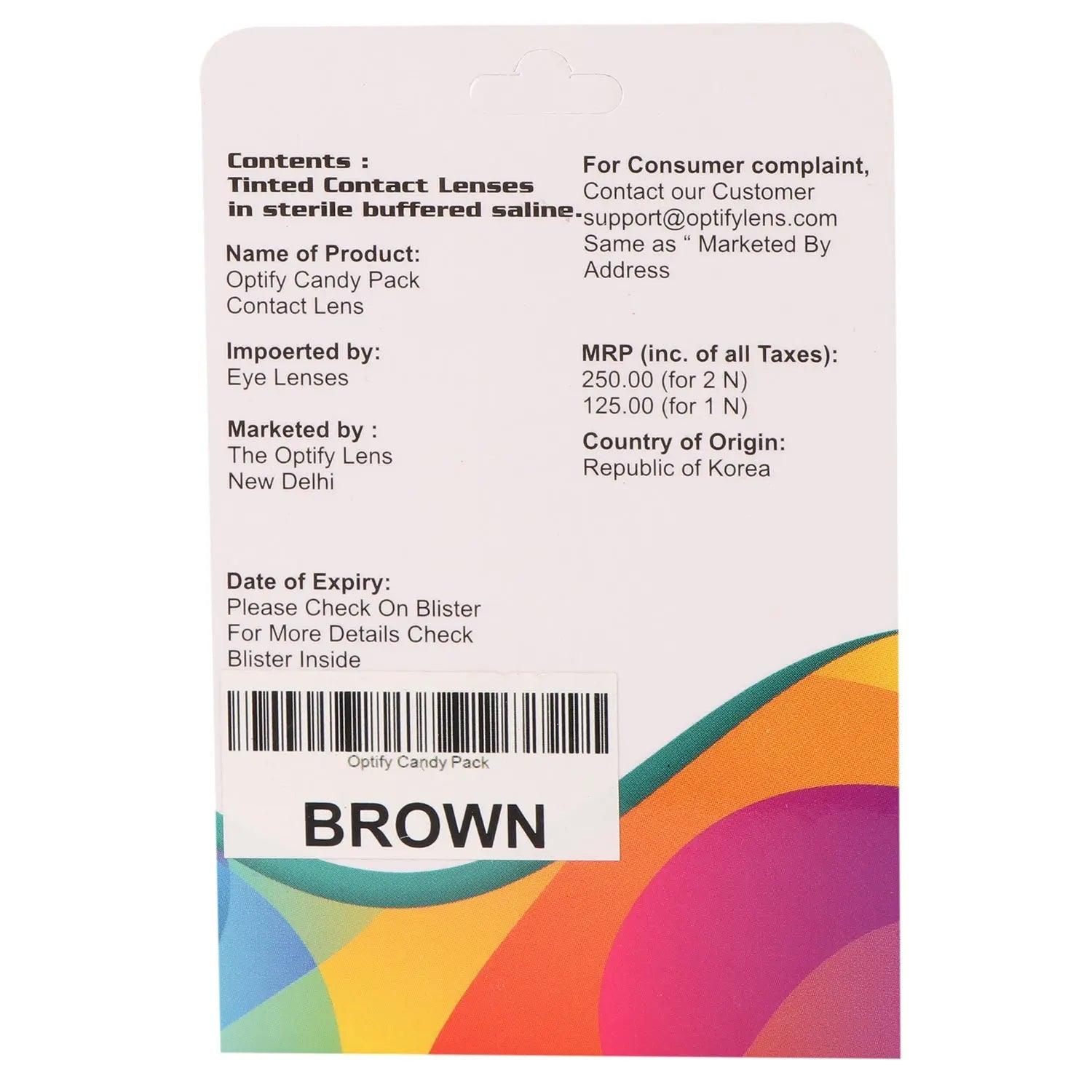 Optify Candy Pack Colored Contact Lenses (Zero Power,Brown) - Lensexpert