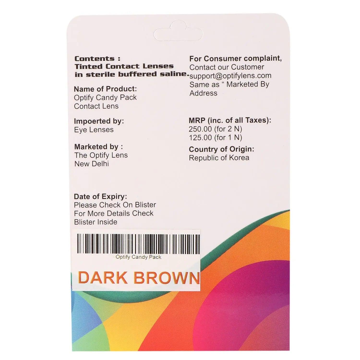 Optify Candy Pack Colored Contact Lenses (Zero Power,Dark Brown) - Lensexpert