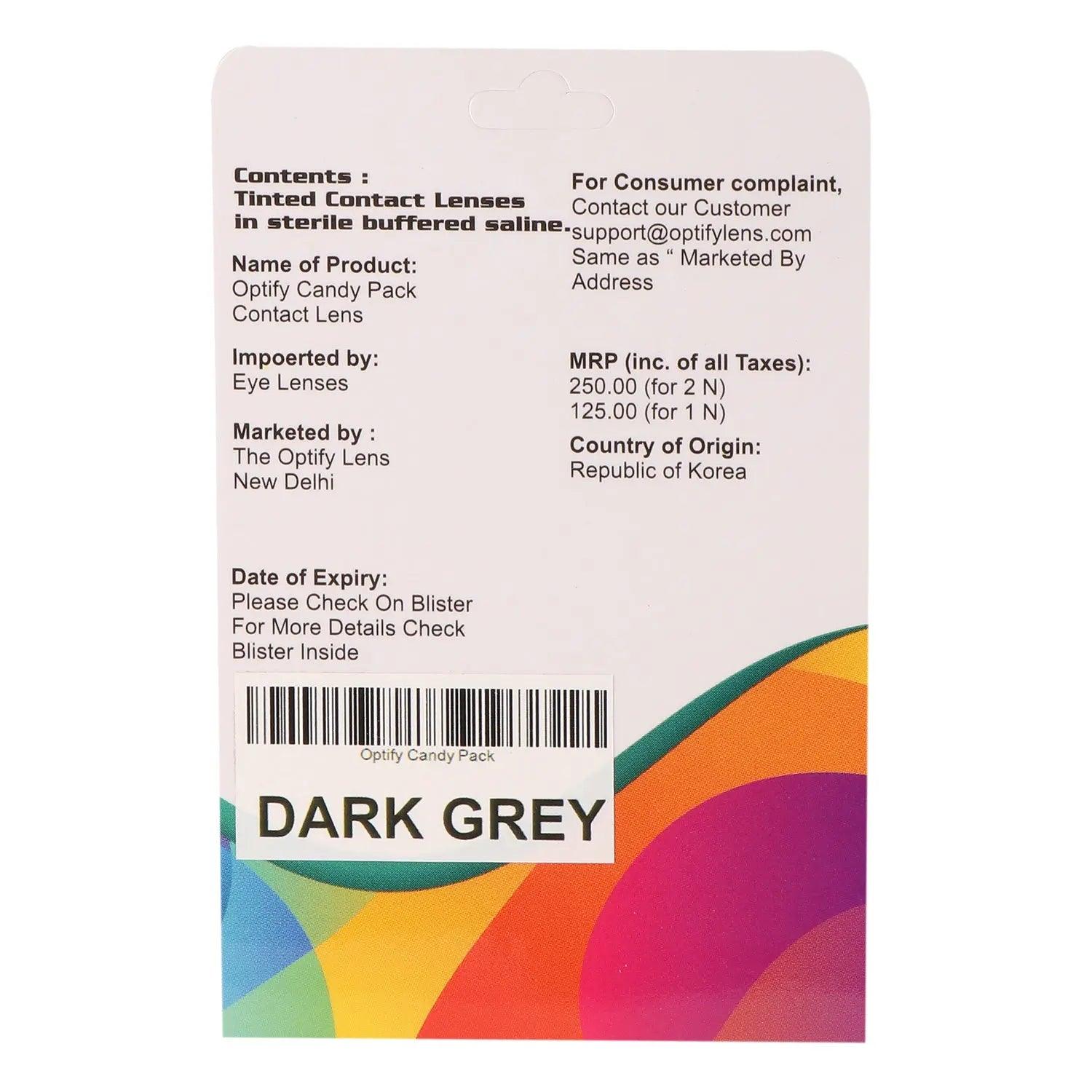 Optify Candy Pack Colored Contact Lenses (Zero Power,Dark Grey) - Lensexpert