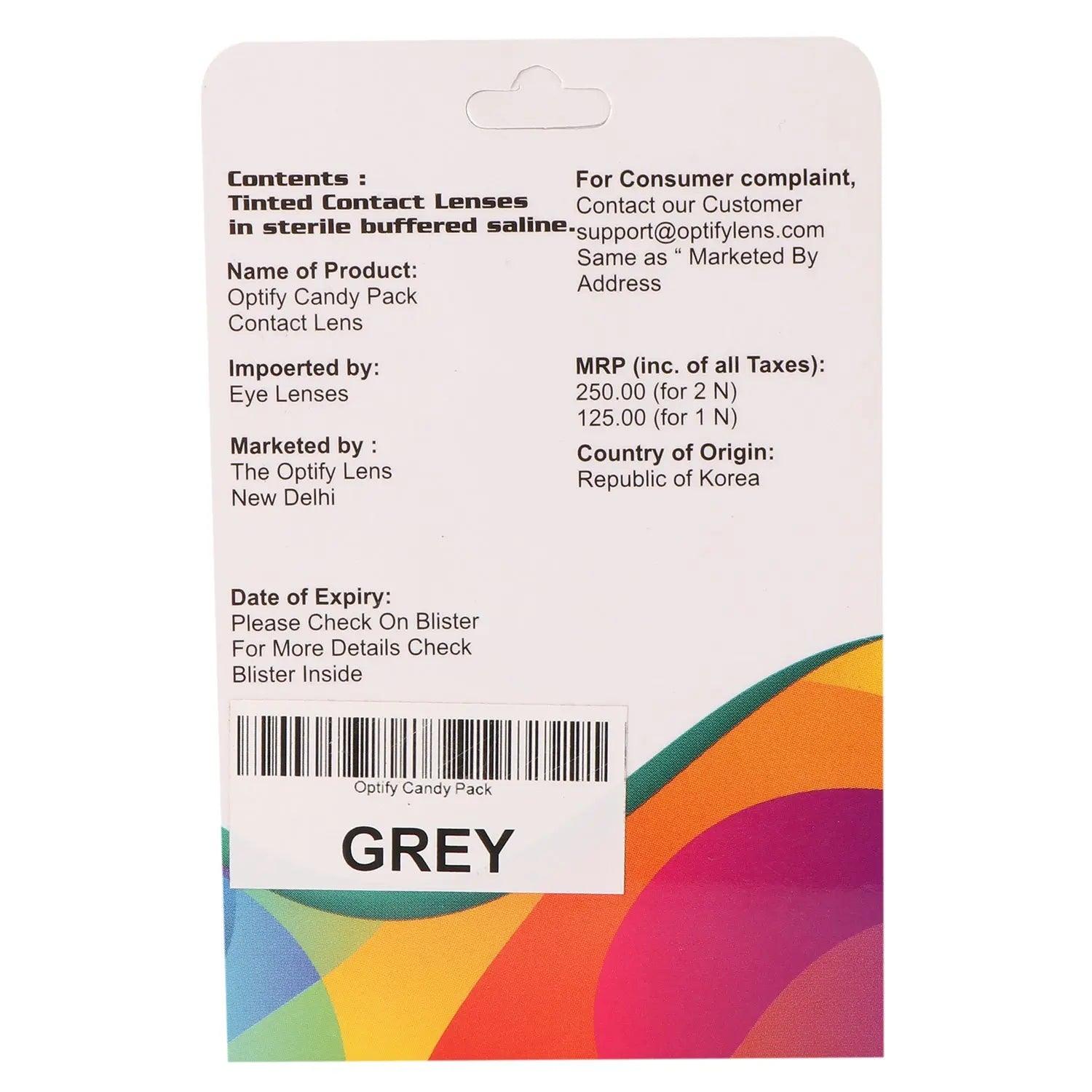 Optify Candy Pack Colored Contact Lenses (Zero Power,Grey) - Lensexpert