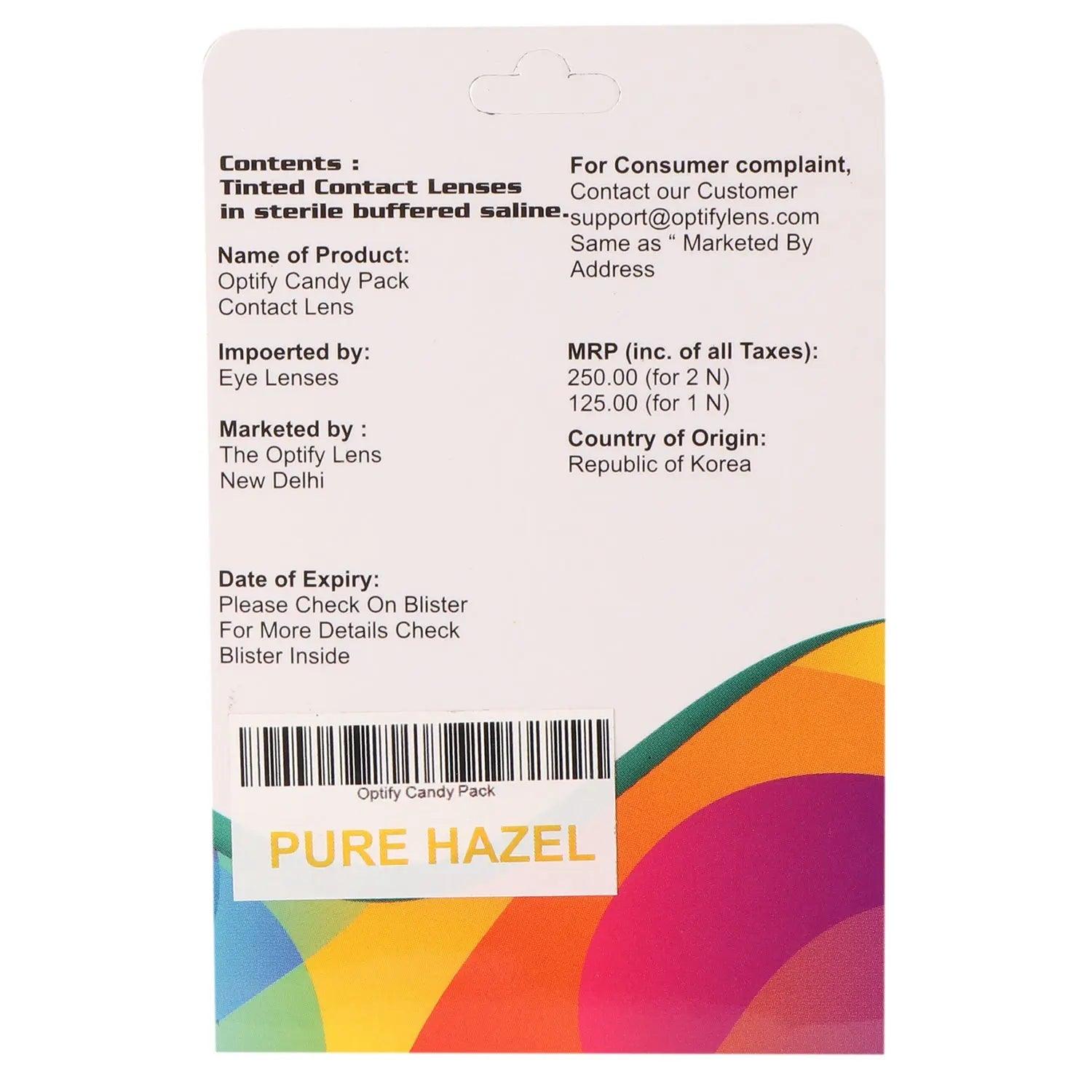 Optify Candy Pack Colored Contact Lenses (Zero Power,Pure Hazel) - Lensexpert