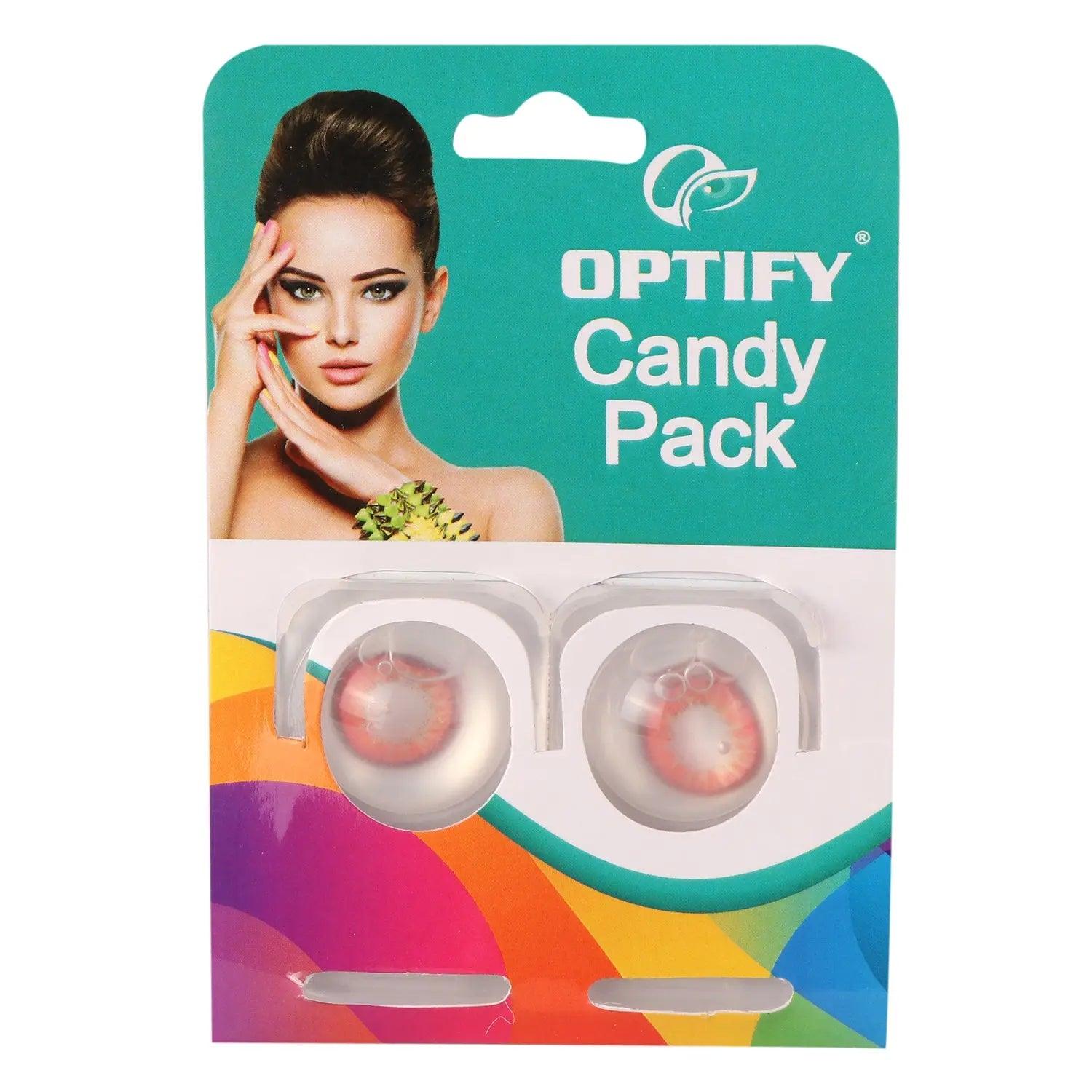 Optify Candy Pack Colored Contact Lenses (Zero Power,Red) - Lensexpert