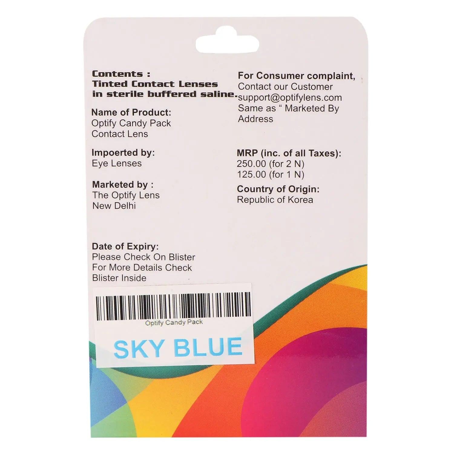 Optify Candy Pack Colored Contact Lenses (Zero Power,Sky Blue) - Lensexpert