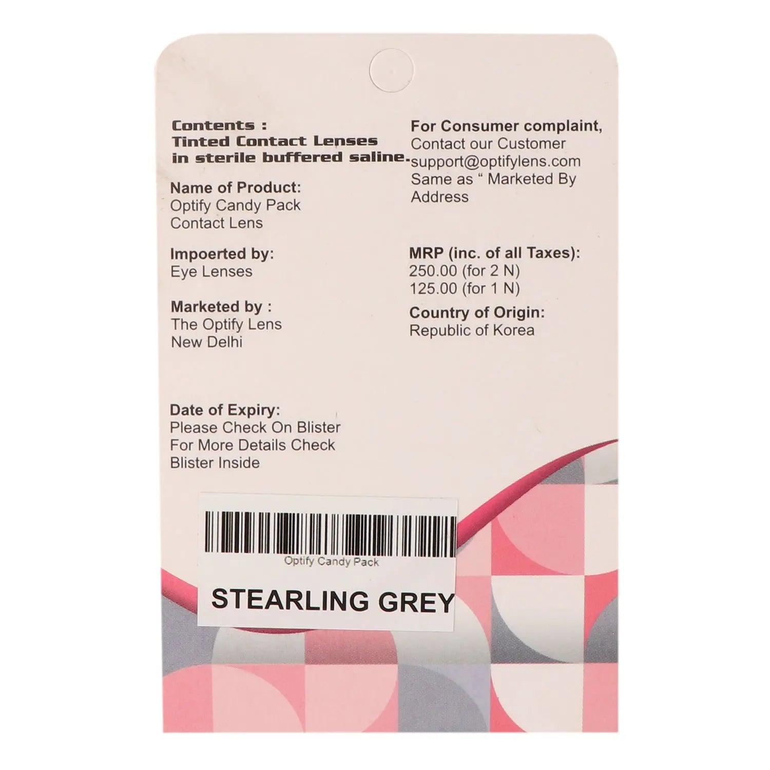 Optify Candy Pack Colored Contact Lenses (Zero Power,Sterling Gray) - Lensexpert