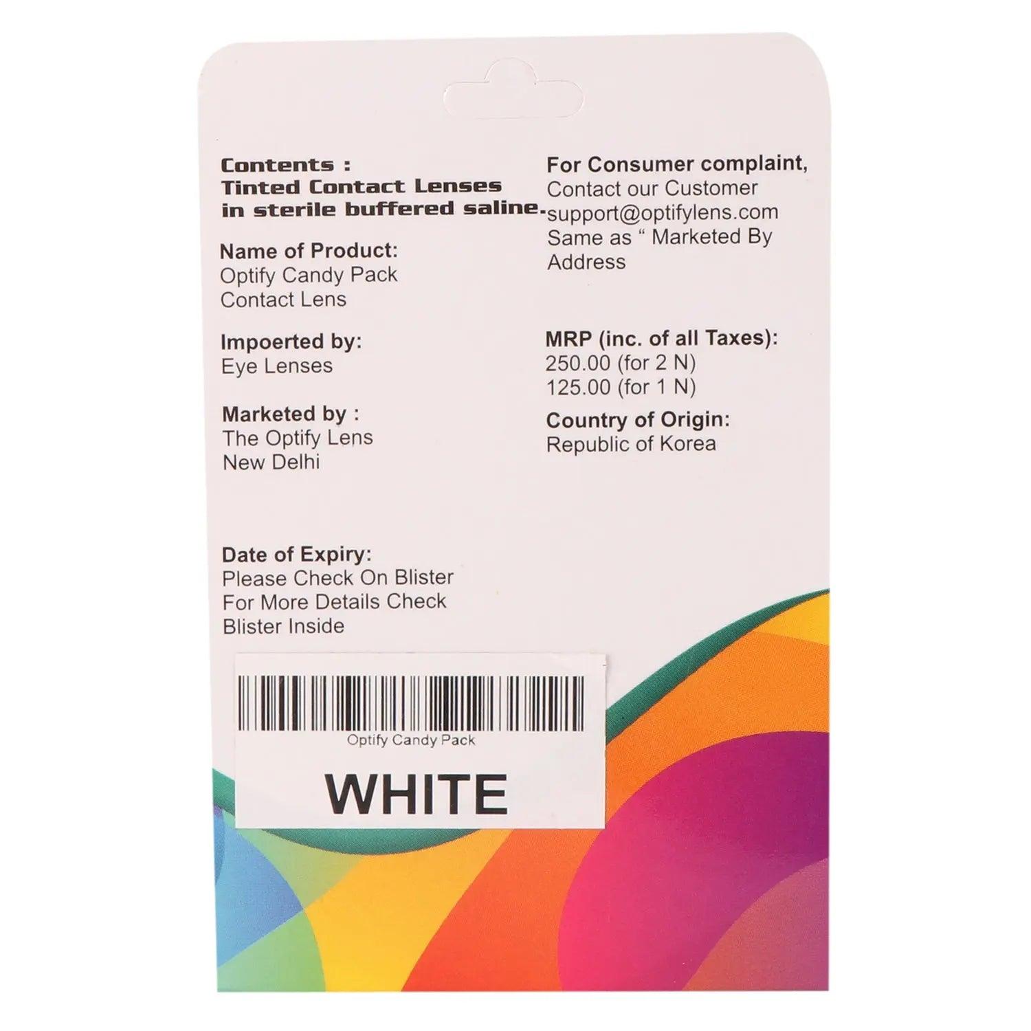 Optify Candy Pack Colored Contact Lenses (Zero Power,White) - Lensexpert