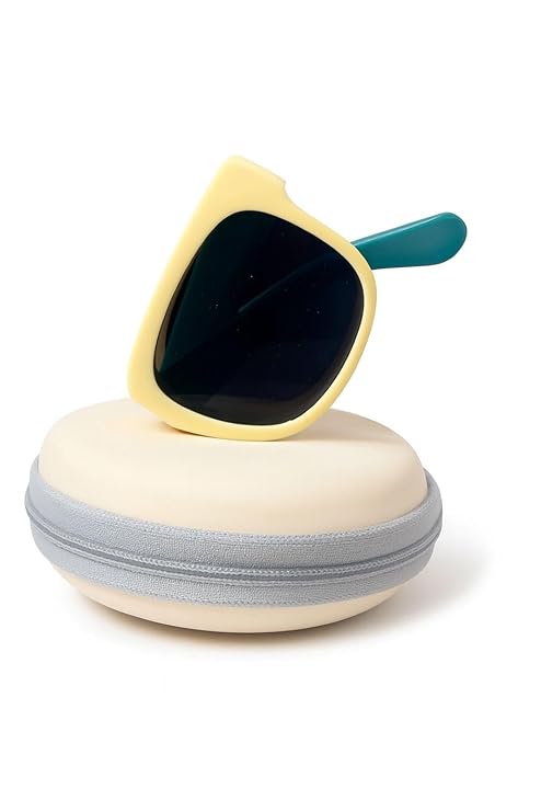 Kids Modern Square Foldable Sunglasses for Boys and Girls with Protective Case