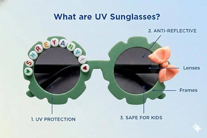 Customized Sunglasses for Kids with name round shape - Girls & Boys Mix Colors