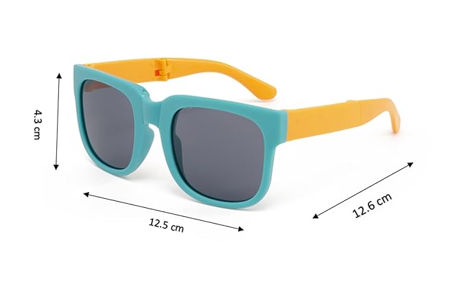 Kids Modern Square Foldable Sunglasses for Boys and Girls with Protective Case