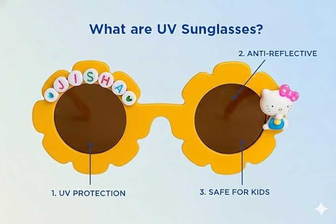 Customized Sunglasses for Kids with name round shape - Girls & Boys Mix Colors