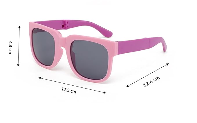 Kids Modern Square Foldable Sunglasses for Boys and Girls with Protective Case