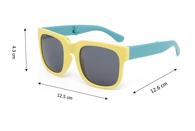 Kids Modern Square Foldable Sunglasses for Boys and Girls with Protective Case