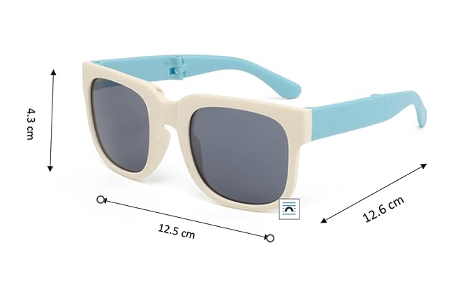 Kids Modern Square Foldable Sunglasses for Boys and Girls with Protective Case