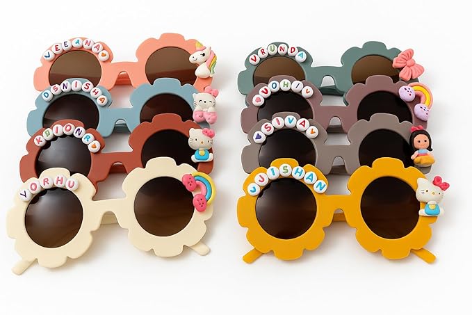 Customized Sunglasses for Kids with name round shape - Girls & Boys Mix Colors