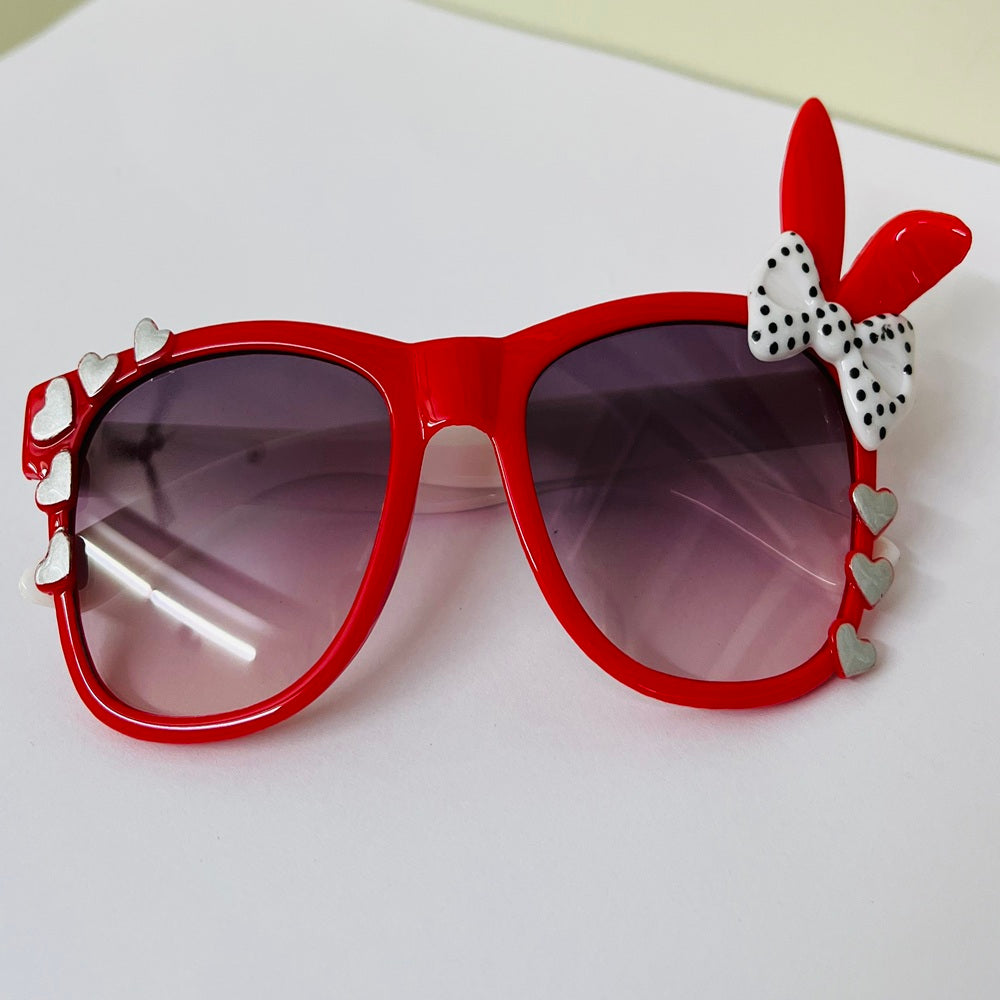 Sunglasses for Girls Mix Colors With One Side Heart And Other Side Bow/Rabbit Ears (With Car Case) (Copy)