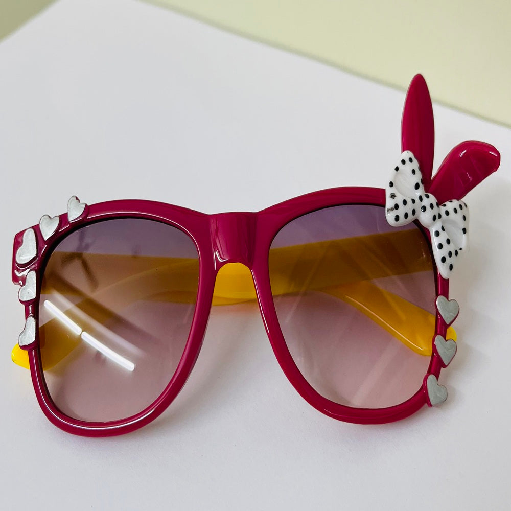 Sunglasses for Girls Mix Colors With One Side Heart And Other Side Bow/Rabbit Ears (With Car Case) (Copy)