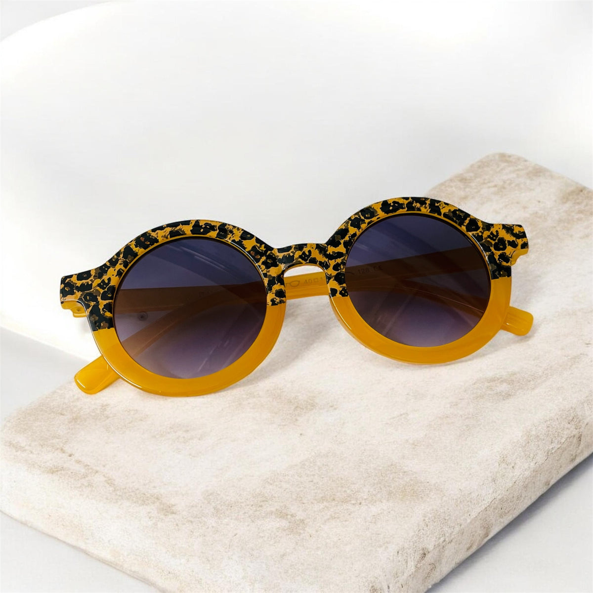 Sunglasses for Girls - Round Shape Animal Print Mix Colors (With Car Case)