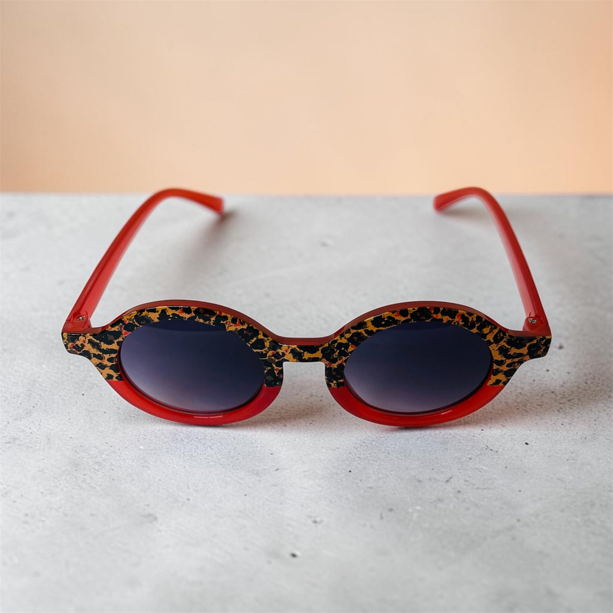 Sunglasses for Girls - Round Shape Animal Print Mix Colors (With Car Case)