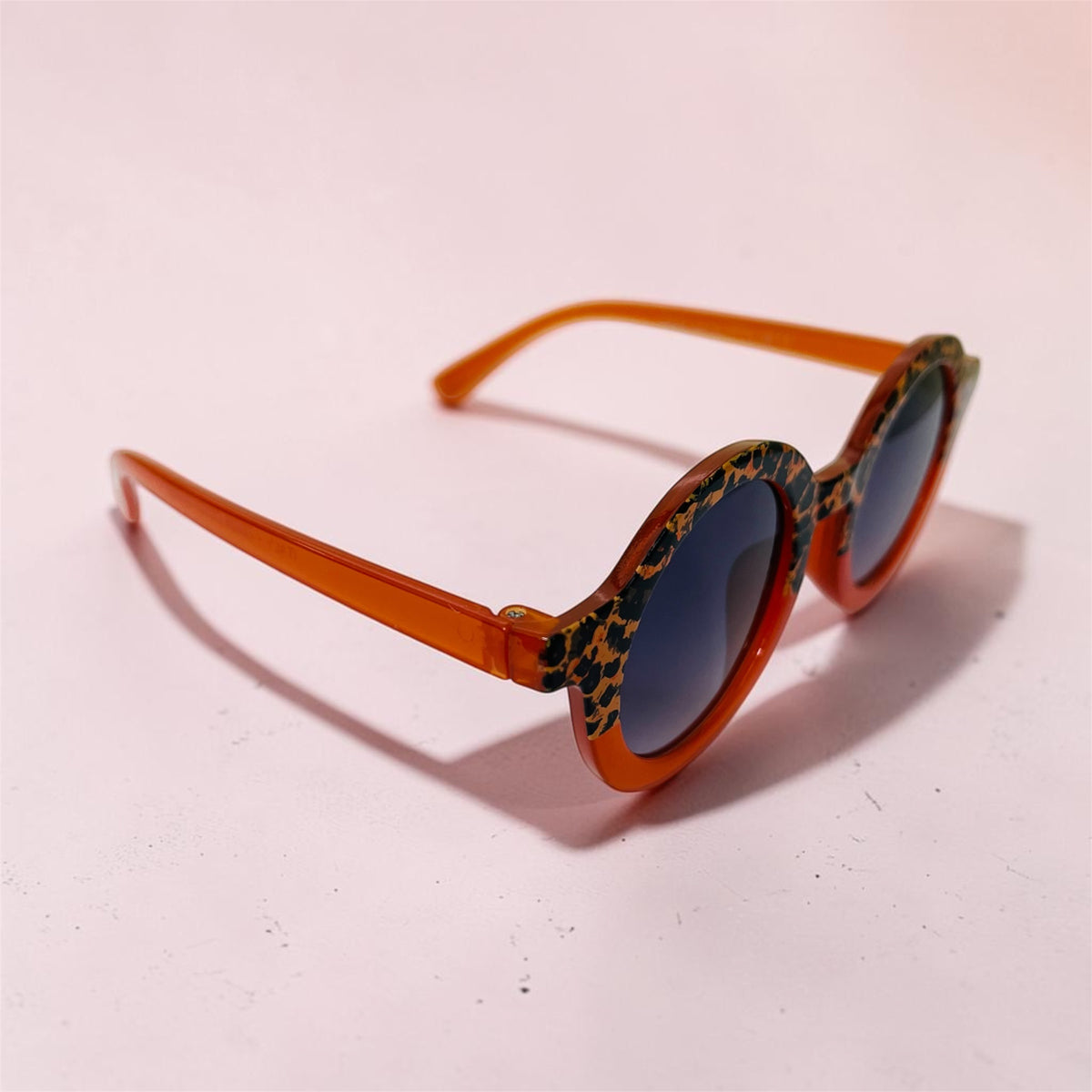 Sunglasses for Girls - Round Shape Animal Print Mix Colors (With Car Case)