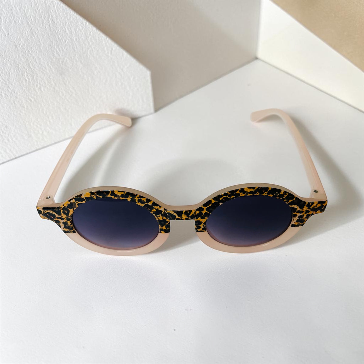 Sunglasses for Girls - Round Shape Animal Print Mix Colors (With Car Case)