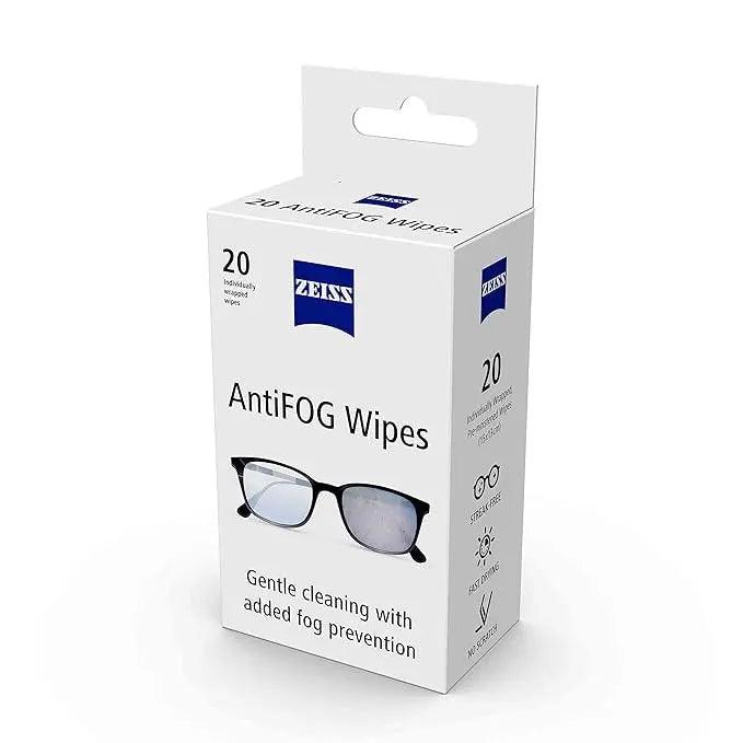 ZEISS AntiFOG Wipes 20 Count - Pack of 2 | Fog-Free Lens Cleaning and Defogging Wipes | Ideal for Spectacles, Eyeglasses, Sunglasses, Camera Lenses, Motorcycle & Bike Visors, Car Mirrors, Windshields, and Swim Goggles - Lensexpert