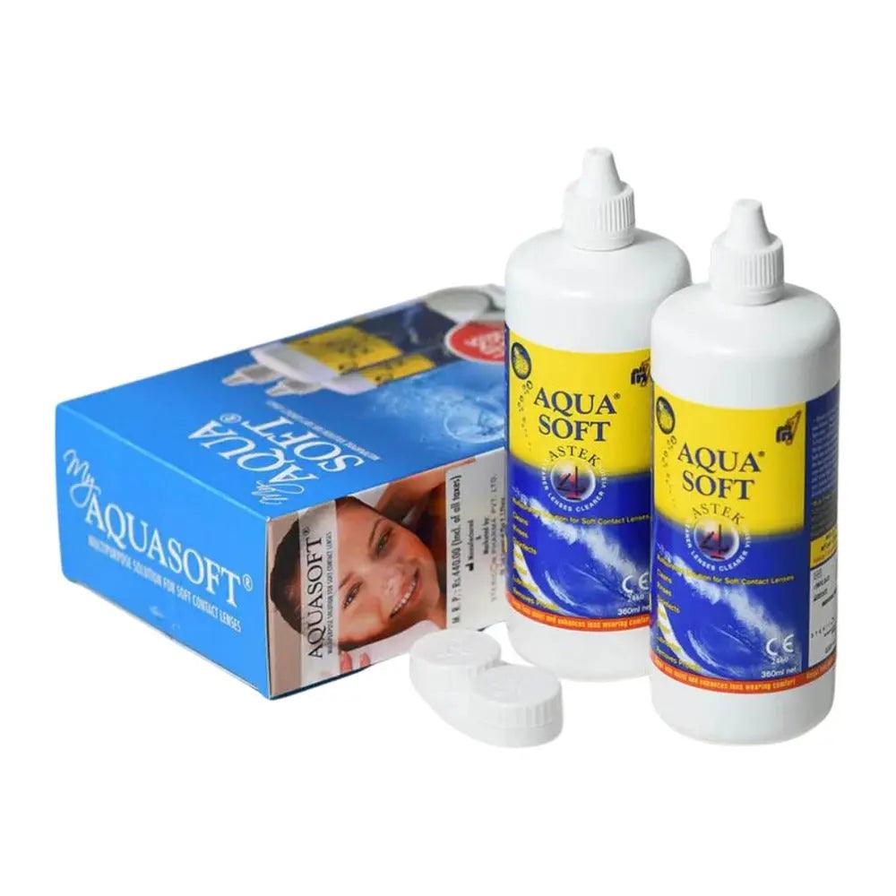 AQUASOFT COMBO PACK 360ML+360ML MULTIPURPOSE SOLUTION FOR SOFT CONTACT LENS 720 ML - Lensexpert